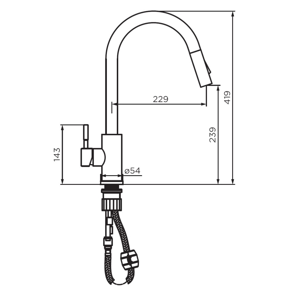 Смеситель для кухни Dorff Logic D3007500 с вытяжным изливом, хром