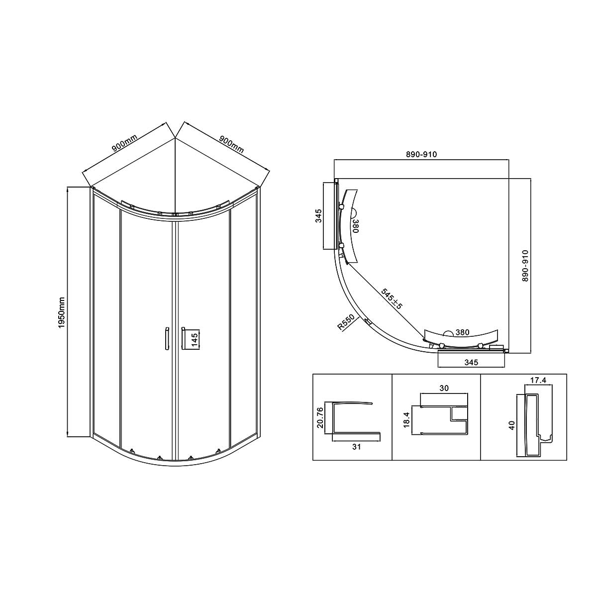 Душевой уголок Vincea City VSQ-5CT900CL 90x90 хром, прозрачное