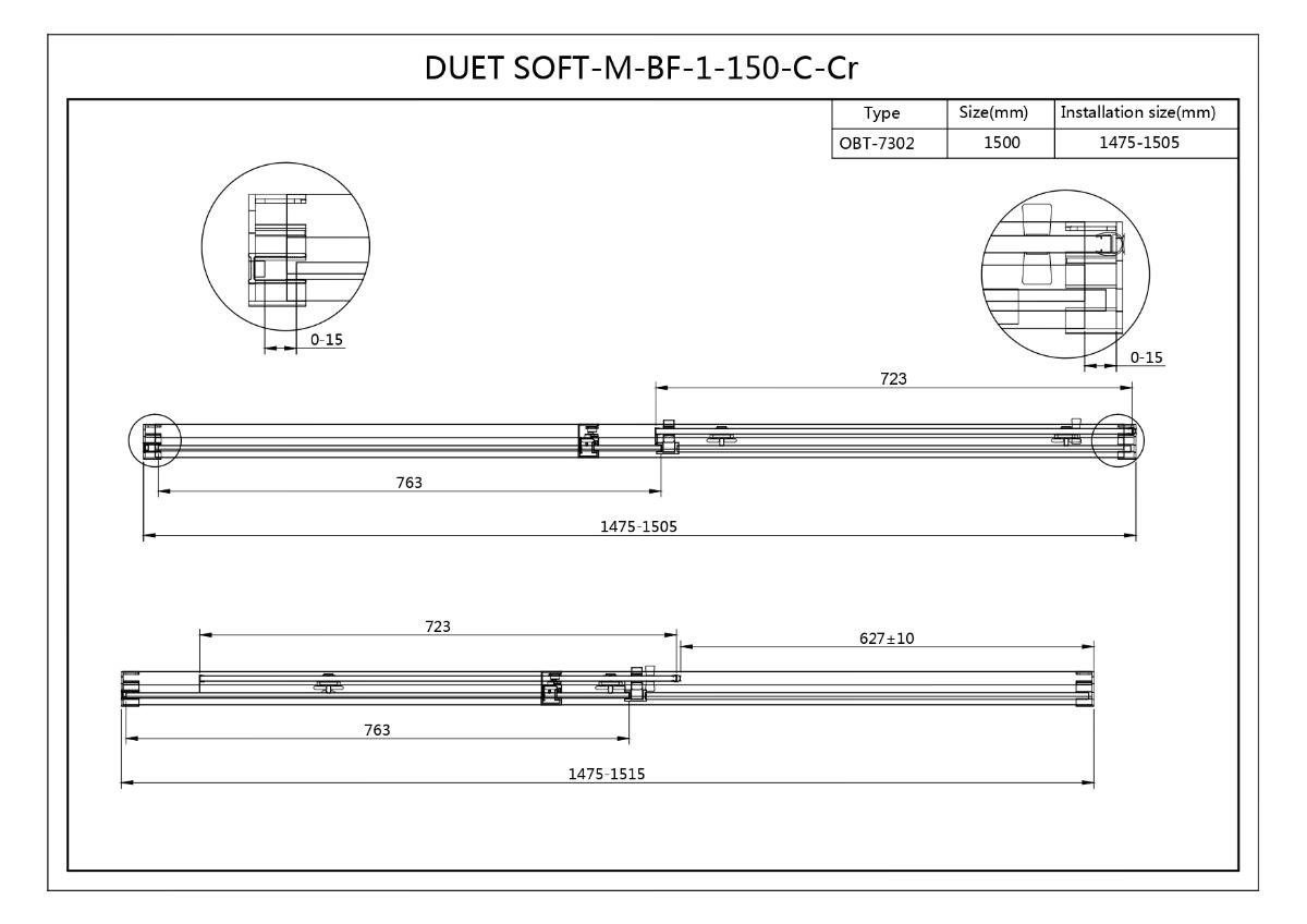 Душевая дверь Cezares DUET SOFT-M-BF-1-150-C-Cr 150x195 прозрачная, хром