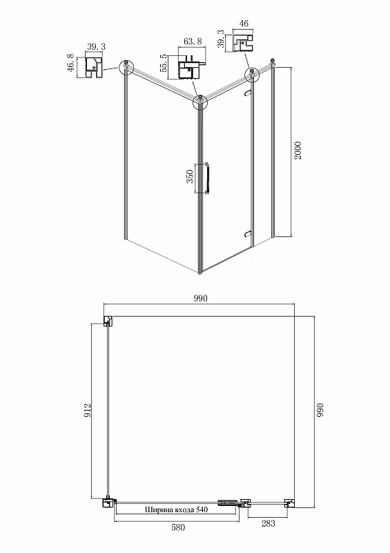 Душевой уголок Ambassador Royal 100x100 18015107-L прозрачный с рисунком, хром