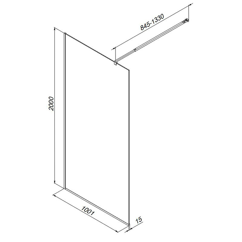 Душевая перегородка Am.Pm Func W84WI-100-F1-BTE 100x200 черный матовый, прозрачное