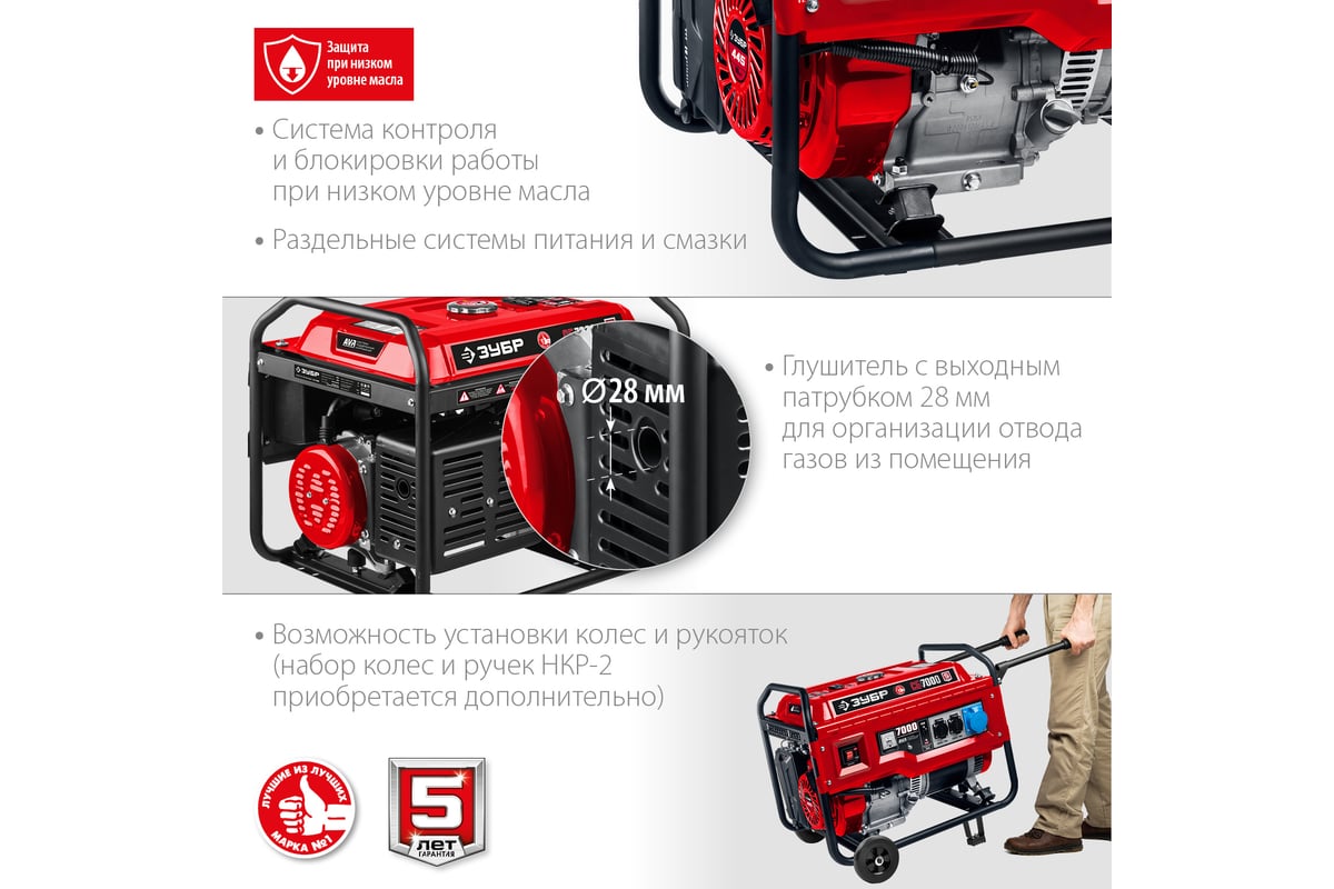 Бензиновый генератор Зубр 7000 Вт СБ-7000