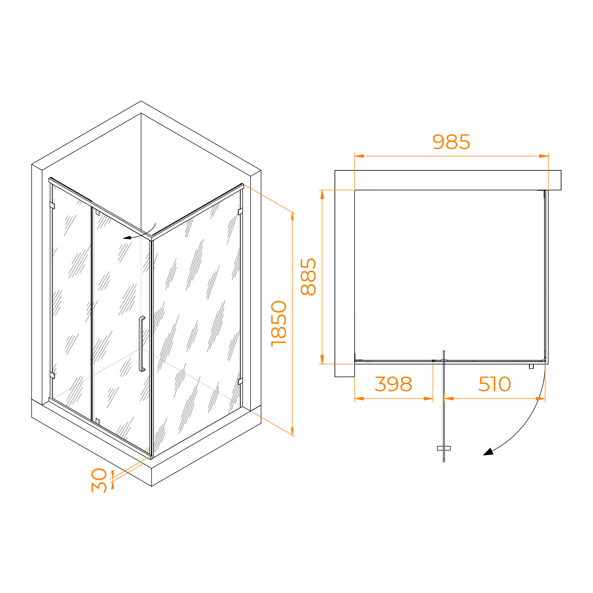 Душевой уголок RGW Classic CL-46B 100x90 прозрачное, черный 72094609-14