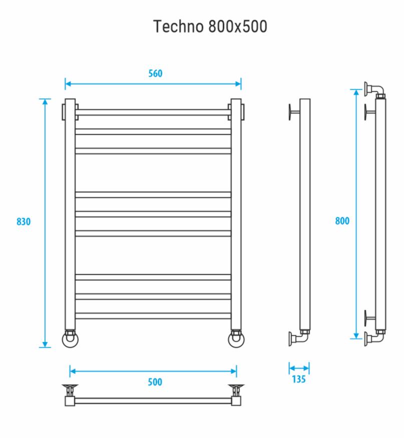 Полотенцесушитель водяной Energy Techno EWTR0TECH0805 50x80 хром