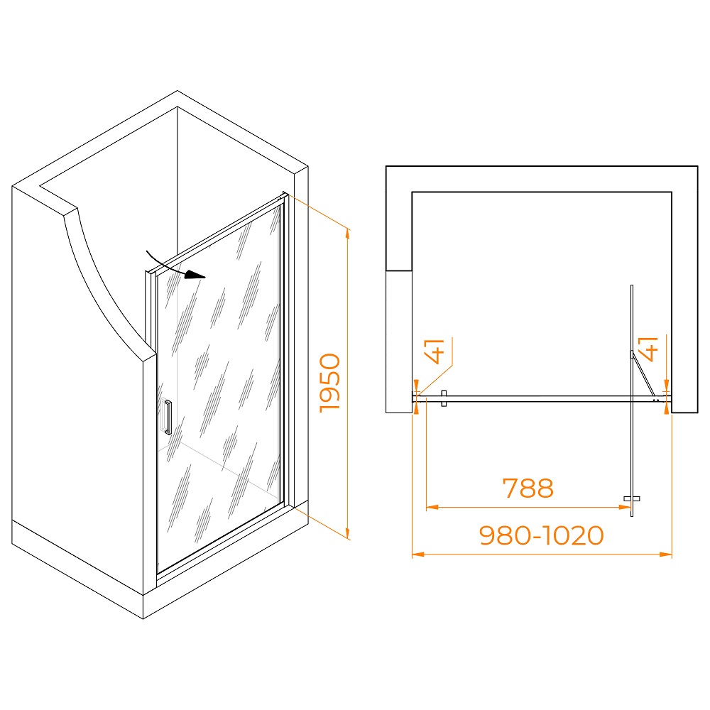 Душевая дверь RGW Stilvoll SV-05 100x195 Smart Line Matt, хром 70320510-181