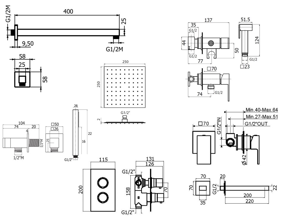 Душевой набор Plumberia TAG KITZTGT18QCR220 хром