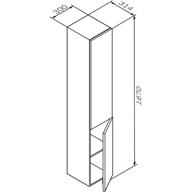 Шкаф пенал Am.Pm Gem 30 R подвесной, орех M90CHR0306HF