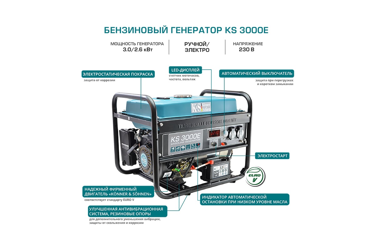 Бензиновый генератор Konner&Sohnen KS 3000E