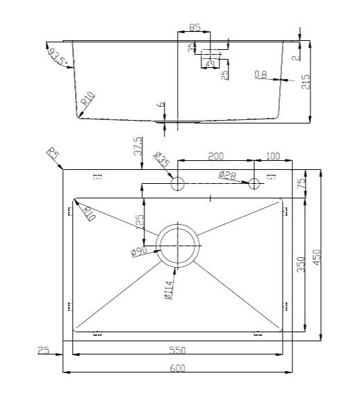 Кухонная мойка D&K 60 см DKS604504 сатин