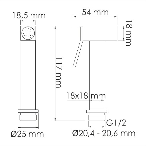 Смеситель WasserKRAFT Fulda A5251.302.241.212 с гигиеническим душем, черный матовый