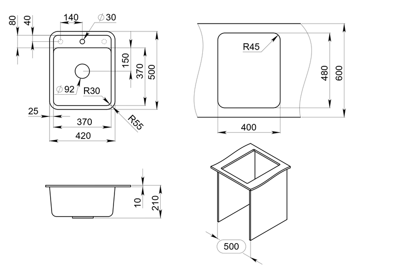 Кухонная мойка Granula Standart ST-4202 42 см классик