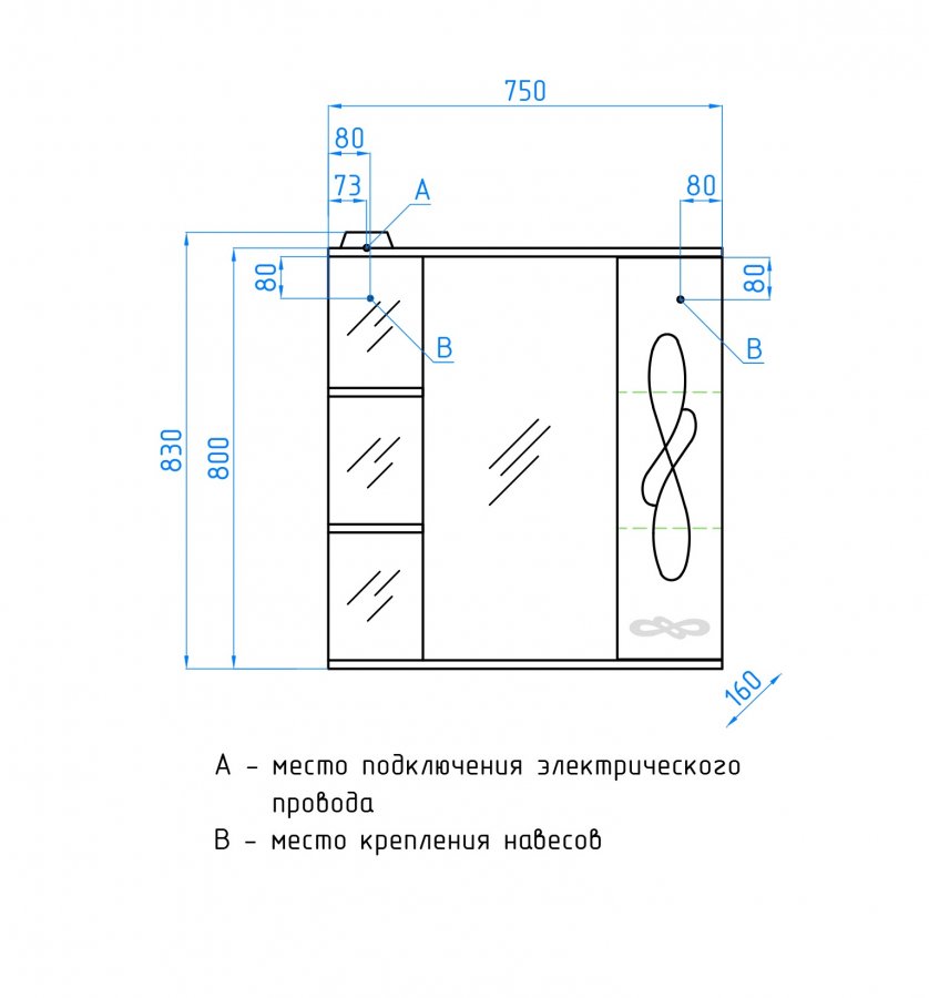 Зеркальный шкаф Style Line Венеция 75x83 см с подсветкой, белый ЛС-00000263