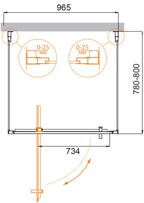 Душевой уголок Cezares MOLVENO-BA2-100/80-C-Cr-IV 100x80 прозрачный