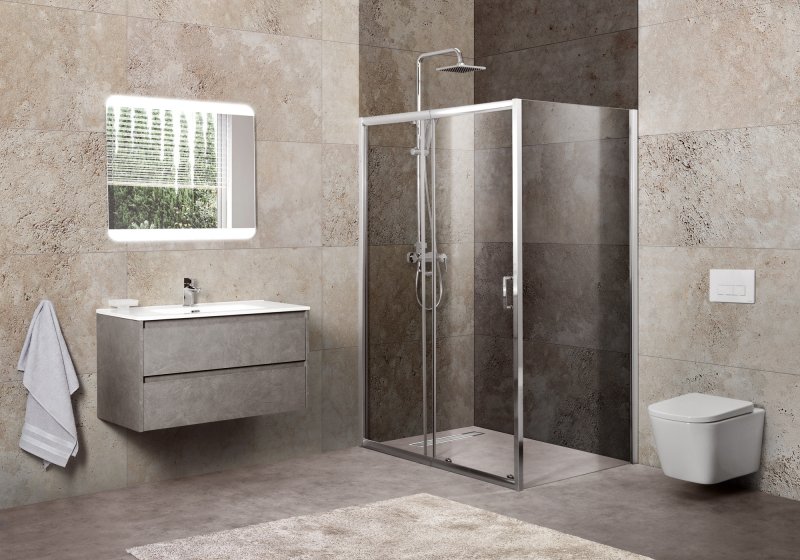 Душевой уголок BelBagno Unique 110-125x90 рифленый, хром