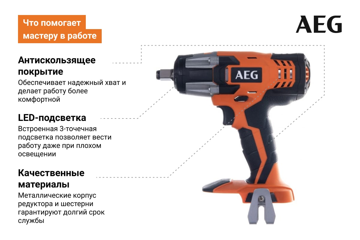 Аккумуляторный гайковерт AEG BSS 18C12ZLi-0 4935446449