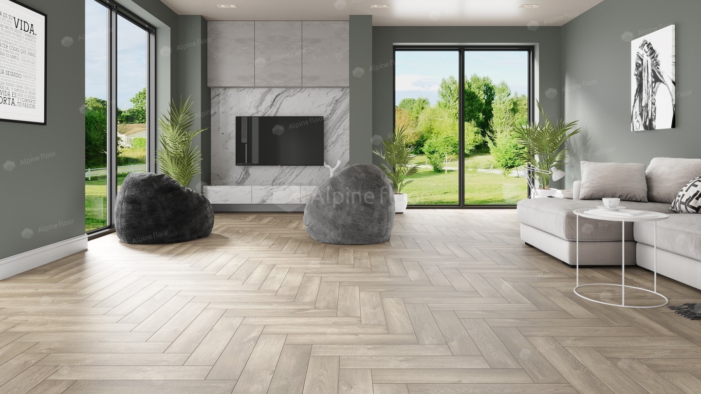 SPC ламинат Alpine Floor Parquet LVT Дуб Натуральный Отбеленный 590x118x2,5 мм, ECO 16-5