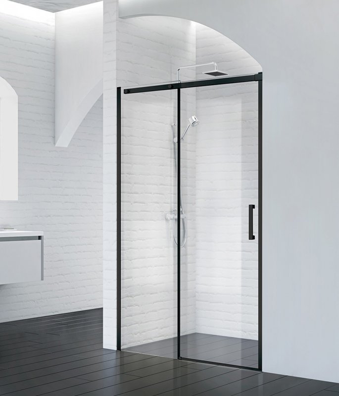 Душевая дверь BelBagno ACQUA-BF-1-150-C-NERO 150x195 прозрачная, черный