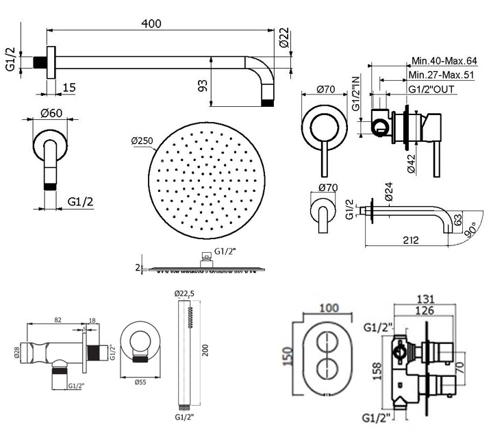 Душевой набор Plumberia IXO KITZXOT18CR210 хром