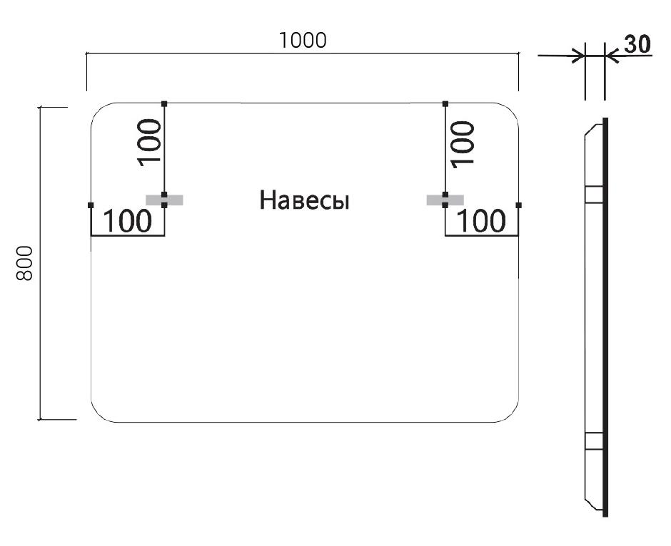 Зеркало Vincea VLM-3VC100B 100x80 см, сенсорный выключатель и диммер, черный