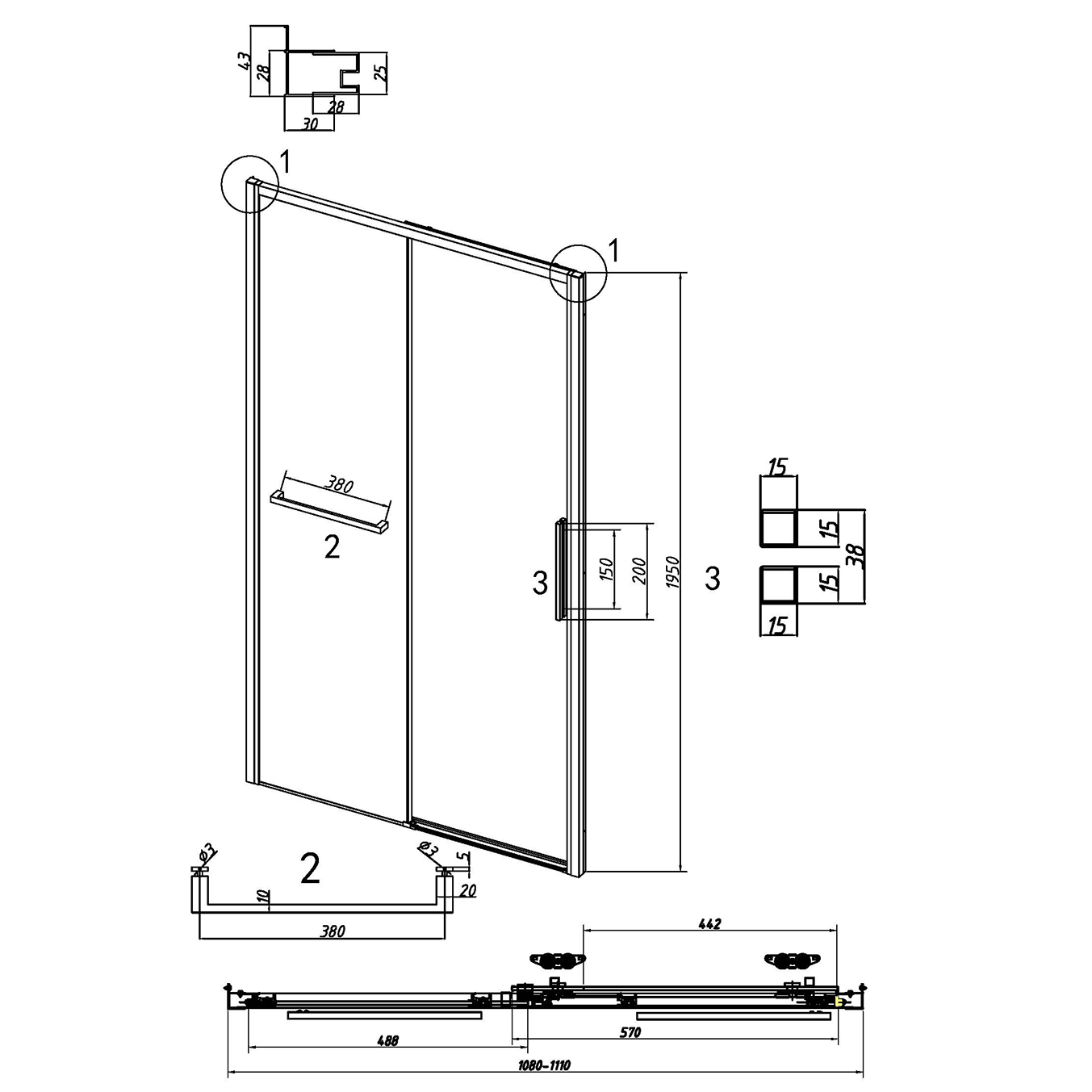 Душевая дверь Grossman Style 110x195 тонированное, черный матовый 100.K33.05.110.21.10