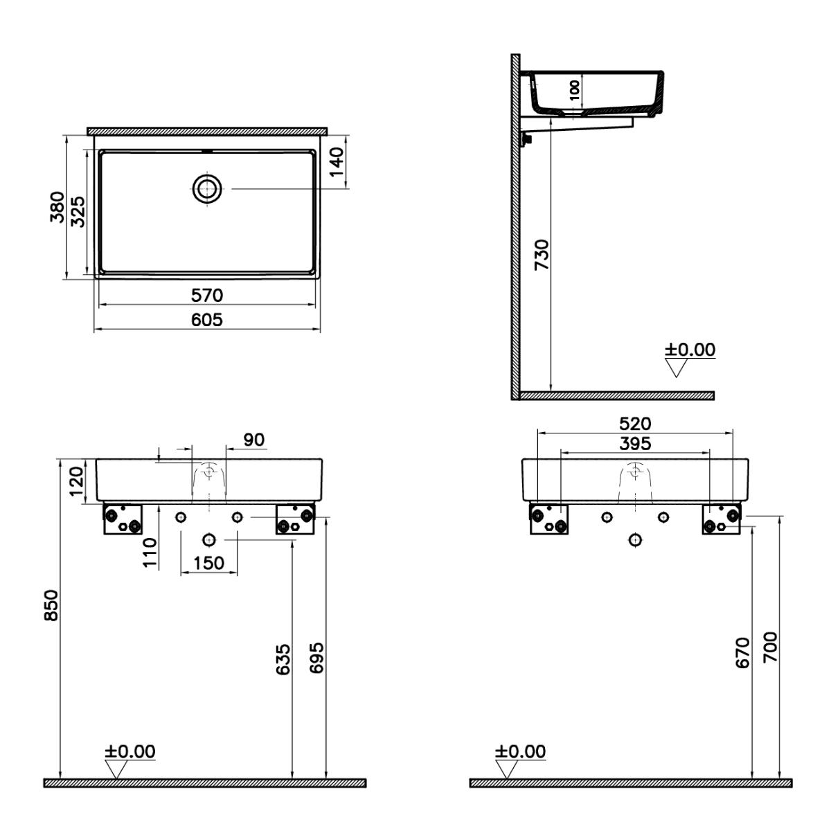 Раковина VitrA ArchiPlan 7404B003-0012 60 см