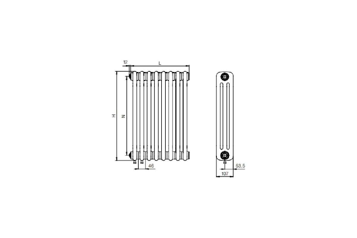 Стальной трубчатый радиатор отопления Rifar TUBOG TUB 3057-16-DV1