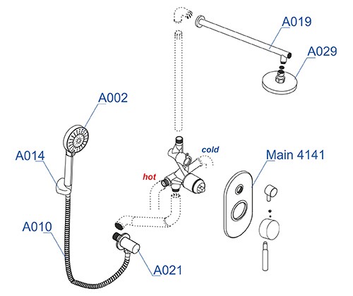 Душевой набор WasserKRAFT Main A14129