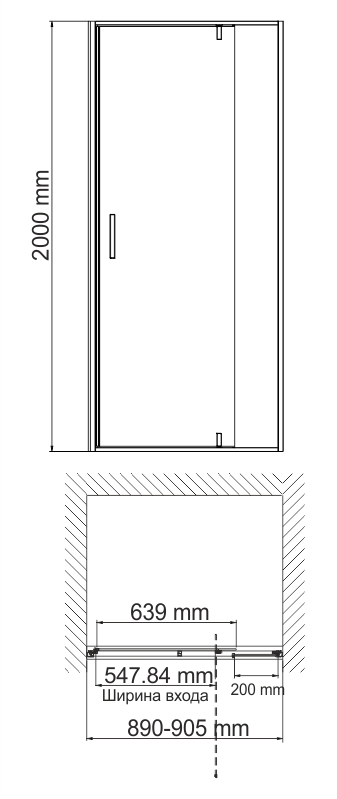 Душевая дверь WasserKRAFT Aisch 55P04 90x200 матовое золото