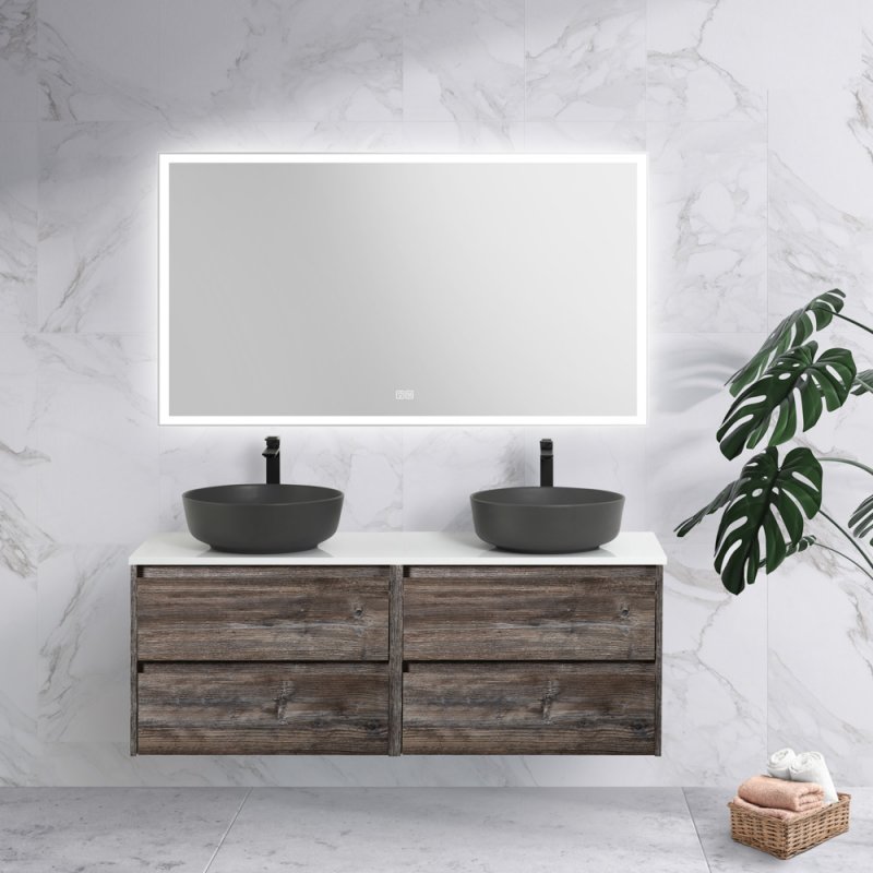 Столешница BelBagno EK-120-2-BL 120 см, 2 отв. под смеситель и раковину, Bianco Lucido