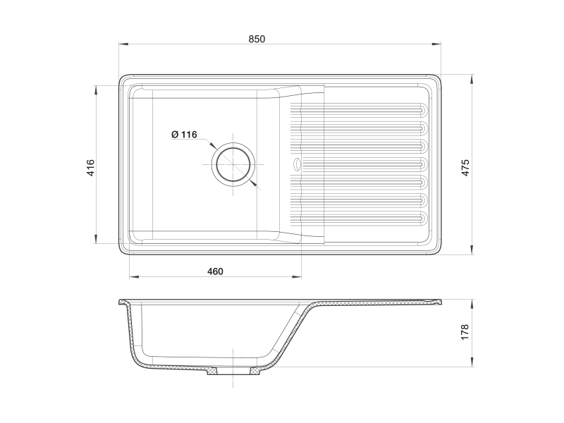 Кухонная мойка GranFest Quarz GF-ZW-73 85 см терракот