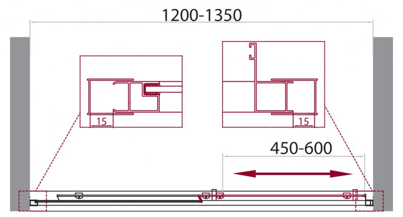 Душевая дверь BelBagno Unique 120/135x190 матовая