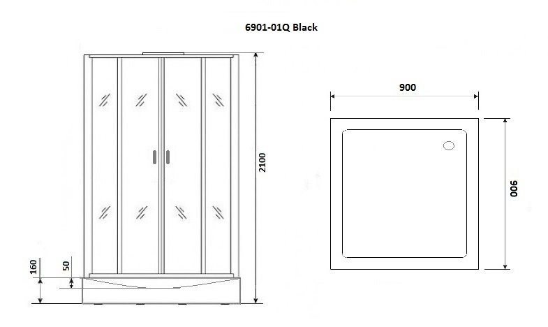 Душевая кабина Niagara Premium NG- 6901-01Q BLACK 90x90