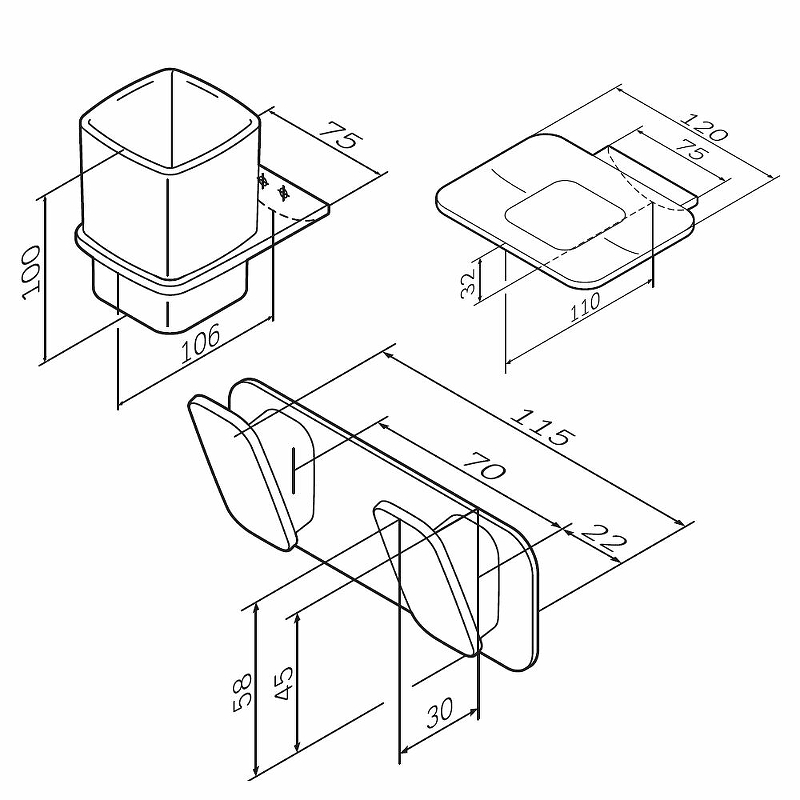 Набор аксессуаров для ванной комнаты Am.Pm Inspire V2.0 AK50B0703W хром