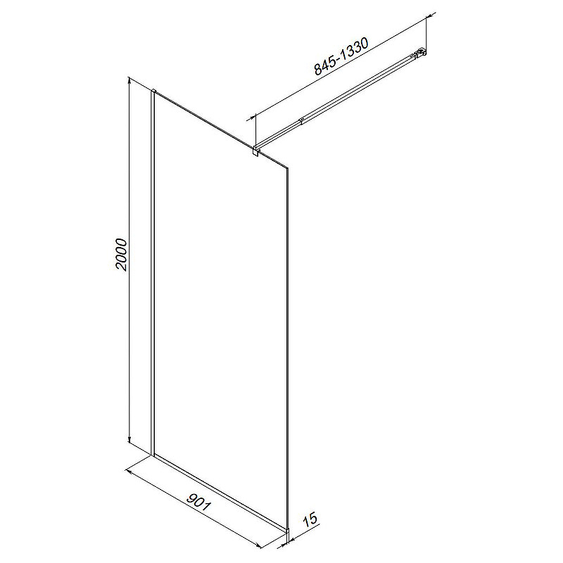 Душевая перегородка Am.Pm Func W84WI-90-F1-MTE 90x200 матовый хром, прозрачное