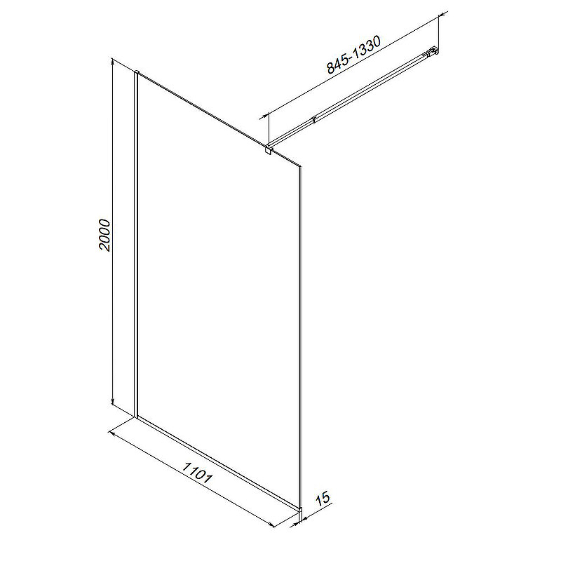 Душевая перегородка Am.Pm Func W84WI-110-F1-BTE 110x200 черный матовый, прозрачное