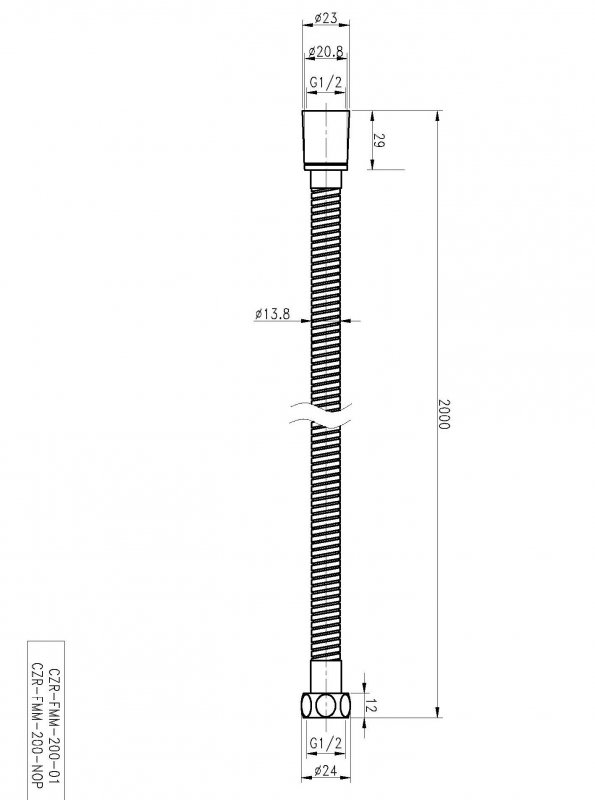 Душевой шланг Cezares CZR-FMM-200-01 2,0 м хром