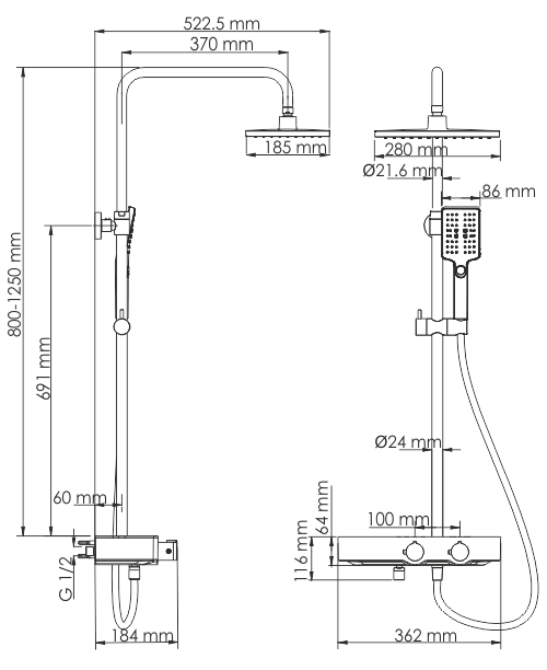 Душевая стойка WasserKRAFT A11301 Thermo