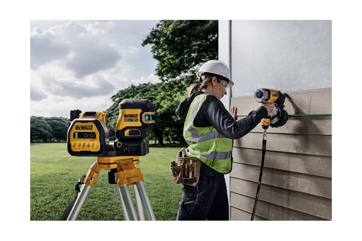 Лазерный построитель плоскостей DeWalt 18В, зеленый DCE825D1G18-QW