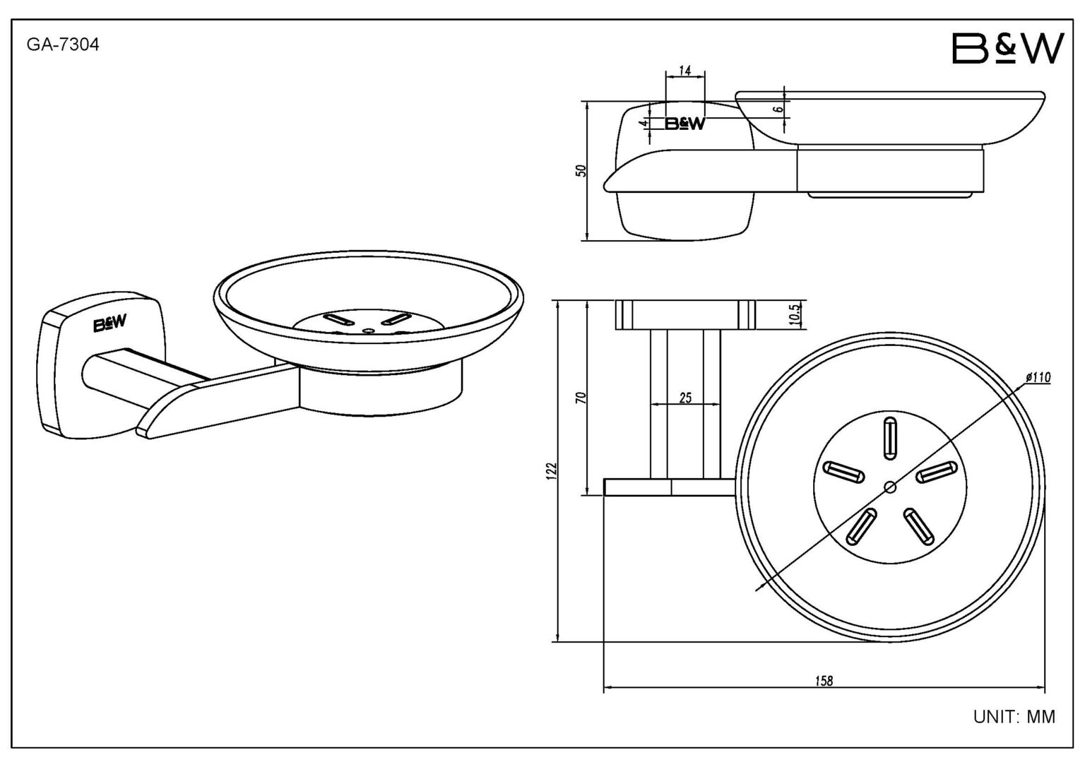 Набор аксессуаров для ванной комнаты Black&White Gravity GA-7810GM оружейная сталь