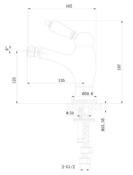 Смеситель для биде Caprigo Adria-Uno Black 02B-533-CRM хром/черный