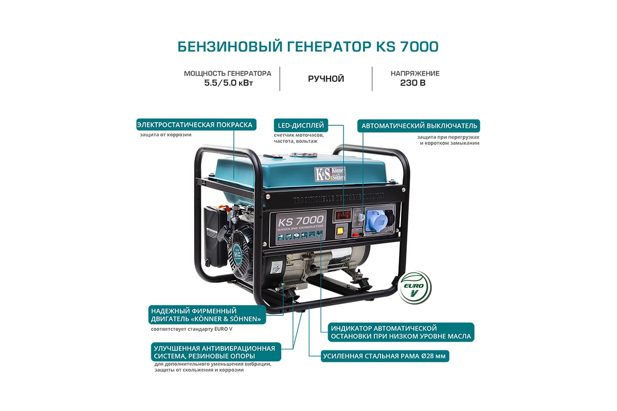 Бензиновый генератор Konner&Sohnen KS 7000