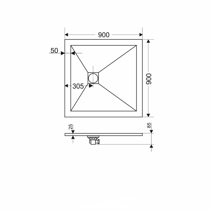 Поддон для душа Grossman Strong GR-S19090Q 90x90 белый