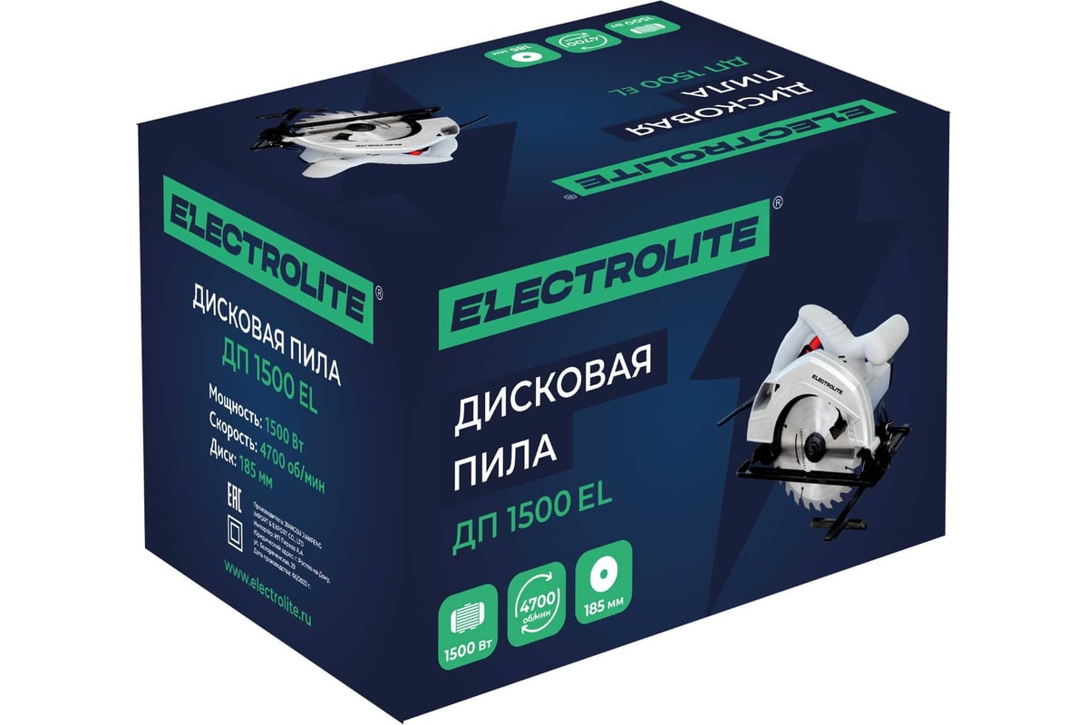 Дисковая пила Electrolite ДП 1500 (1500 Вт, диск 185 мм, пропил до 65 мм) EL 3182