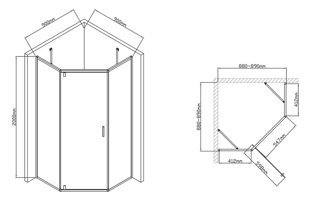 Душевой уголок Vincea Slim-U VSP-2SU900CL 90x90 хром, стекло прозрачное