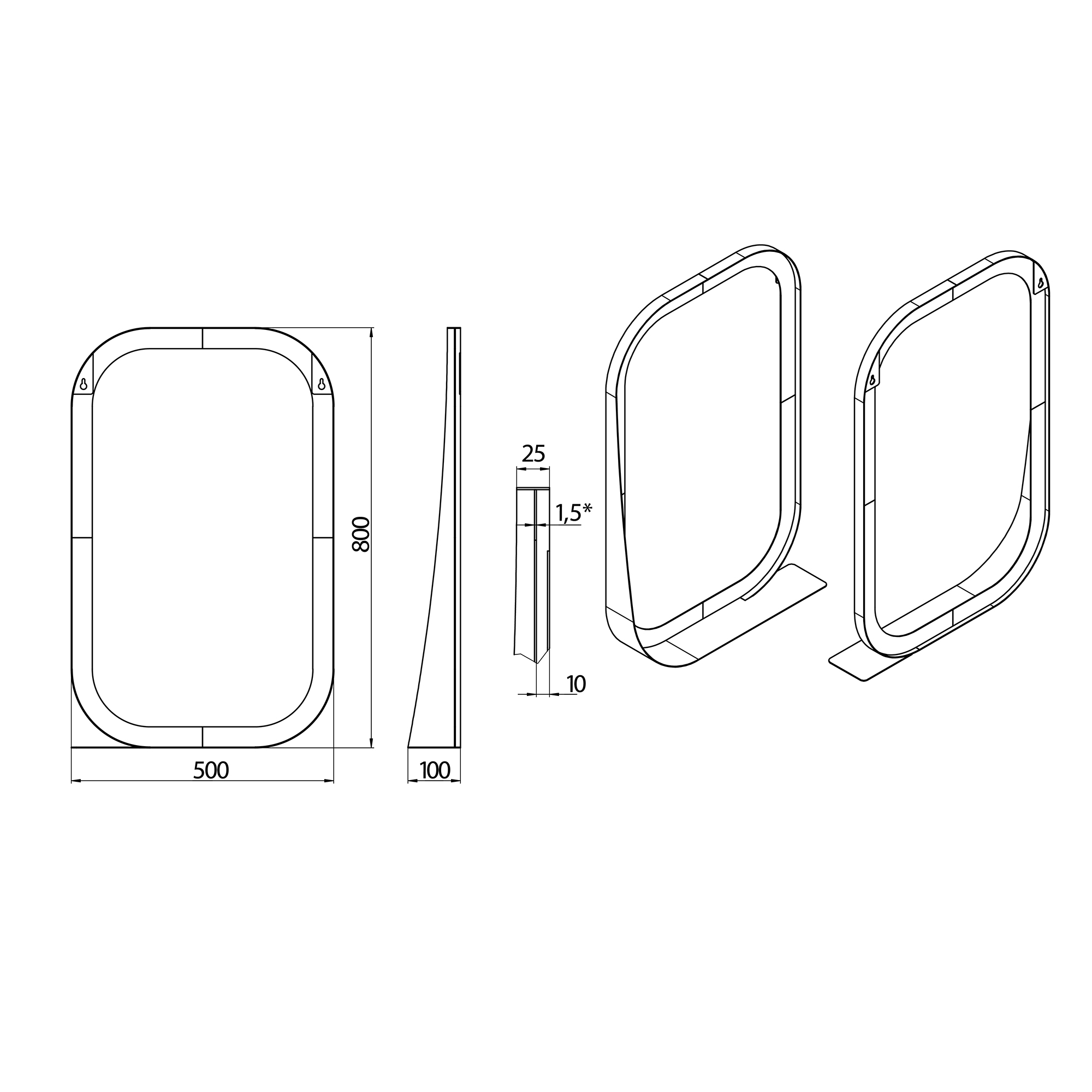 Зеркало Grossman Неро 50x80 см черный 205003