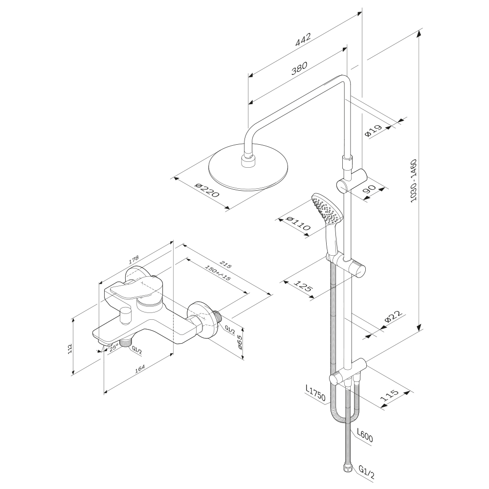 Душевой набор AM.PM X-Joy F43885A14 белый