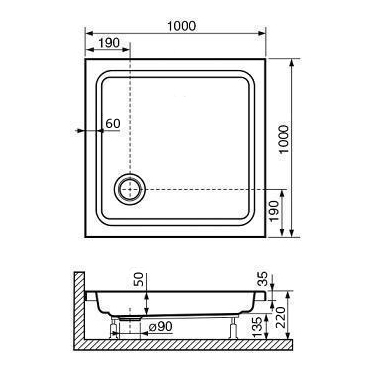 Поддон для душа RGW Style KV 90x90, высота 22 см