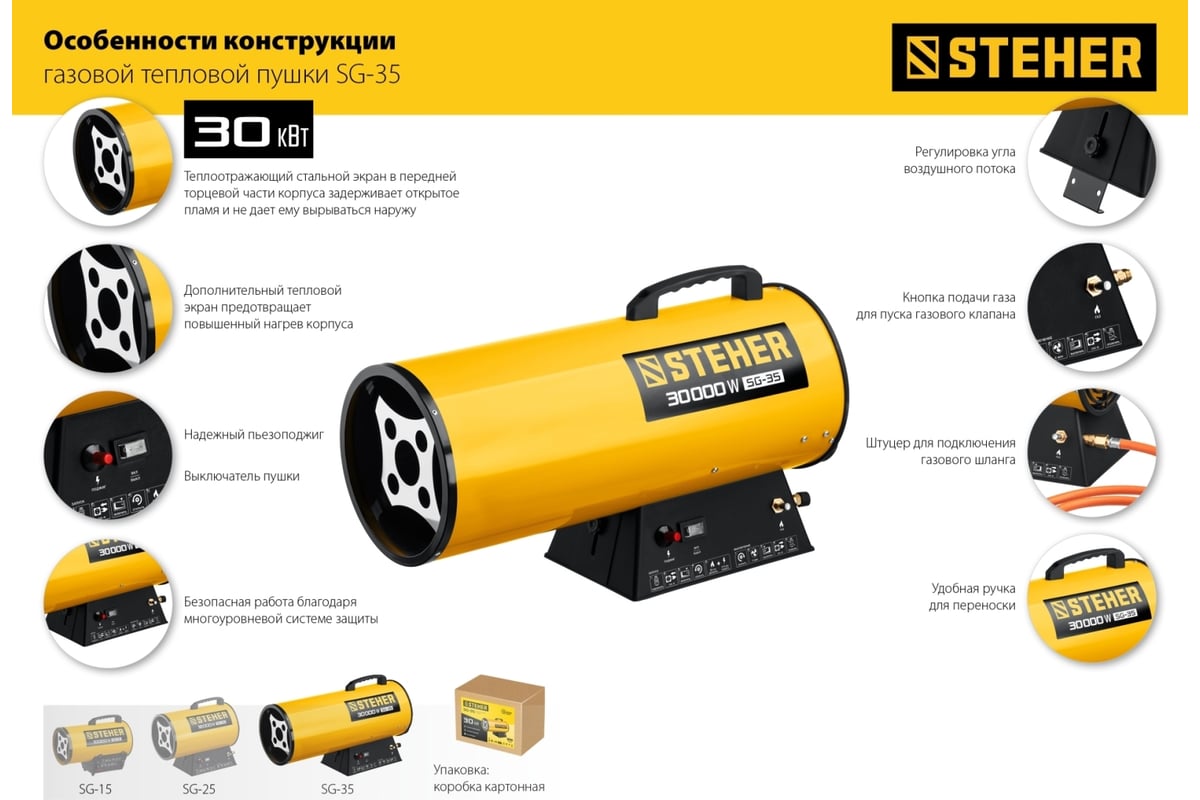 Газовая тепловая пушка Steher 30 кВт SG-35