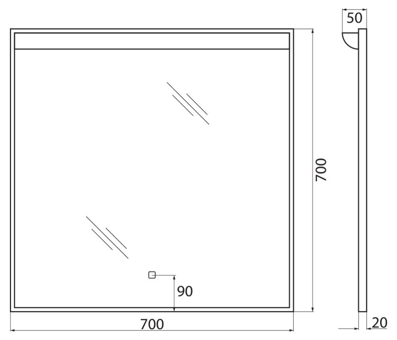 Зеркало BelBagno SPC-UNO-700-700-TCH 70x70 см, с подсветкой