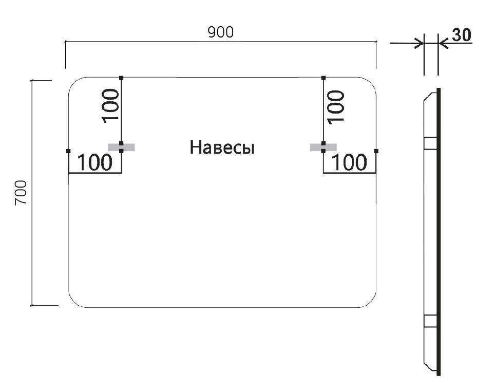 Зеркало Vincea VLM-3VC900 90x70 см, сенсорный выключатель и диммер